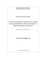 Các nhân tố ảnh hưởng ý định ở lại của khách hàng  một nghiên cứu trong ngành dịch vụ thông tin di động tại việt nam  