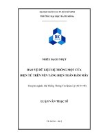 Bảo vệ dữ liệu hệ thống một cửa điện tử trên nền tảng điện máy đám mây  