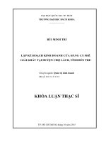 Lập kế hoạch kinh doanh cửa hàng cà phê giải khát tại huyện chợ lách, tỉnh bến tre  