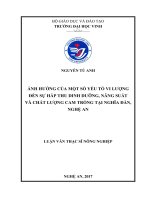 Ảnh hưởng của một số yếu tố vi lượng đến sự hấp thu dinh dưỡng, năng suất và chất lượng cam trồng tại nghĩa đàn, nghệ an  