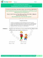 TOÁN TIẾNG ANH LỚP 2 - BÀI KIỂM TRA – CƠ BẢN – ĐỀ 1