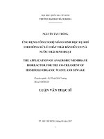 Ứng dụng công nghệ màng sinh học kỵ khí cho đồng xử lý chất thải rắn hữu cơ và nước thải sinh hoạt  