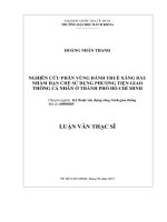 Nghiên cứu phân vùng đánh thuế xăng dầu nhằm hạn chế sử dụng phương tiện giao thông cá nhân ở thành phố hồ chí minh  