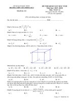 Đề thi KSCL đầu năm môn Toán lớp 12 năm 2019-2020 có đáp án - Trường THPT Yên Phong số 2