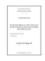 Xây dựng hệ thống lưu trữ và truy xuất dữ liệu lớn cho các bài toán giao thông theo thời gian thực  