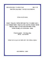 Tóm tắt Luận án Tiến sĩ Y tế Công cộng: Thực trạng viêm mũi dị ứng và hiệu quả can thiệp điều trị fluticasone ở học sinh trung học cơ sở ở thành phố Vinh tỉnh Nghệ An năm 2014-2016