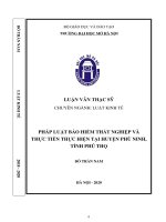 Pháp luật bảo hiểm thất nghiệp và thực tiễn thực hiện tại huyện phù ninh, tỉnh phú thọ  