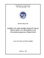Nghiên cứu một số biện pháp kỹ thuật nhân giống cây xích đồng nam clerodendrum japonicum(thunb ) sweet  