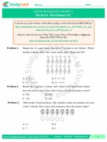 TOÁN TIẾNG ANH LỚP 1 Bài tập Tuần 29 – CƠ BẢN – ĐỀ 2