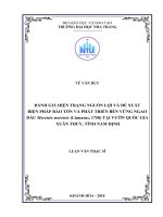 Đánh giá hiện trạng nguồn lợi và đề xuất biện pháp bảo tồn và phát triển bền vững ngao đầu meretrix meretrix (linnaeus, 1758) tại vườn quốc gia xuân thủy, tỉnh nam định  