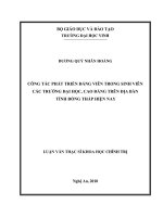 Công tác phát triển đảng viên trong sinh viên các trường đại học, cao đẳng trên địa bàn tỉnh đồng tháp hiện nay  