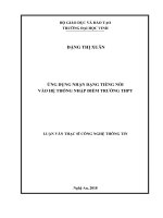 Ứng dụng nhận dạng tiếng nói vào hệ thống nhập điểm trường trung học phổ thông  