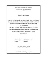 Các yếu tố chính tác động đến chất lượng mối quan hệ liên minh giữa công ty với hộ nông dân sản xuất nông nghiệp công nghệ cao   một nghiên cứu tại lâm đồng  