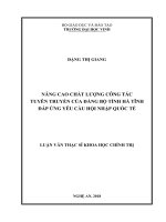 Nâng cao chất lượng công tác tuyên truyền của đảng bộ tỉnh hà tĩnh đáp ứng yêu cầu hội nhập quốc tế  