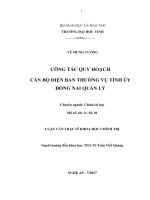 Công tác quy hoạch cán bộ diện ban thường vụ tỉnh ủy đồng nai quản lý  