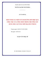 Phân tích các nhân tố ảnh hưởng đến hiệu quả công việc của công nhân trong thi công xây dựng nhà cao tầng trên địa bàn tp  hồ chí minh  