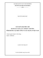 Xây dựng bộ tiêu chí đánh giá năng lực chỉ huy trưởng tình huống tại một công ty xây dựng ở việt nam  