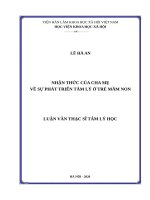 Nhận thức của cha mẹ về sự phát triển tâm lý ở trẻ mầm non 