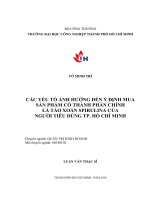 Các yếu tố ảnh hưởng đến ý định mua sản phẩm có thành phần chính là tảo xoắn spirulina của người tiêu dùng tp hồ chí minh    
