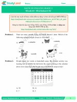 TOÁN TIẾNG ANH LỚP 3 Bài tập Tuần 25 – CƠ BẢN – ĐỀ 2