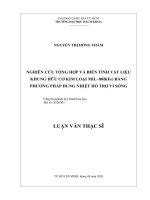 Nghiên cứu tổng hợp và biến tính vật liệu khung hữu cơ kim loại mil 88b (fe) bằng phương pháp dung nhiệt hỗ trợ vi sóng  