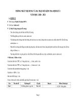 KHỐI 12 - NỘI DUNG ÔN TẬP VÀ MA TRẬN ĐỀ KIỂM TRA ĐỊNH KỲ 1 (Năm học: 2020 - 2021)