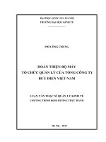 Hoàn thiện bộ máy tổ chức quản lý của Tổng công ty Bưu điện Việt Nam