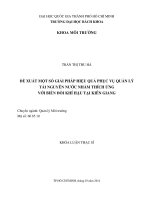 Đề xuất một số giải pháp hiệu quả phục vụ quản lý tài nguyên nước nhằm thích ứng với biến đổi khí hậu tại kiên giang  