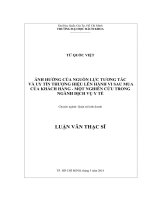 Ảnh hưởng của nguồn lực tương tác và uy tín thương hiệu lên hành vi sau mua của khách hàng   một nghiên cứu trong ngành dịch vụ y tế  
