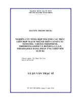 Nghiên cứu tổng hợp polyme cấu trúc liên hợp mạch nhánh trên cơ sở các monome 3 hexylthiophene, triphenylamine và benzo c 1,2,5 thiadiazole bằng phản ứng ghép đôi suzuki  