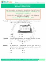 TOÁN TIẾNG ANH LỚP 1 Bài tập Tuần 32 – CƠ BẢN – ĐỀ 2