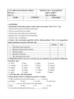 Đề thi học kì 2 Tiếng Anh 7 năm 2017-2018 - Trường THCS Lý Tự Trọng