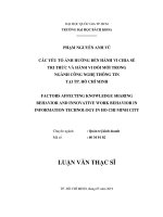 Các yếu tố ảnh hưởng đến hành vi chia sẻ tri thức và hành vi đổi mới trong ngành công nghệ thông tin tại tp  hồ chí minh  