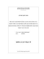 Đề xuất giải pháp nâng cao sự hài lòng của nhân viên các bộ phận liên quan đến dịch vụ khách hàng công ty trách nhiệm hữu hạn dầu thực vật cái lân  