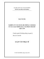 Nghiên cứu xây dựng hệ thống cảnh báo ùn tắc giao thông dựa vào phân tích dữ liệu lớn  