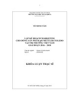 Lập kế hoạch marketing cho dòng sản phẩm ph mettler toledo tại thị trường việt nam giai đoạn 2016 – 2018  