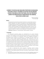 Current situation and measures proposed in managing teaching capacity training activities for secondary school teachers in Phu Tho town, Phu Tho province under the orientation of renovating the general education curriculum