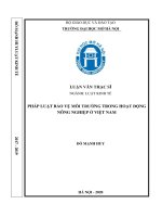 Pháp luật bảo vệ môi trường trong hoạt động nông nghiệp ở việt nam  