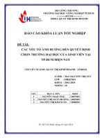 Các yếu tố ảnh hưởng đến quyết định chọn trường đại học của sinh viên tại tp  hcm hiện nay   đồ án tốt nghiệp khoa quản trị kinh doanh  