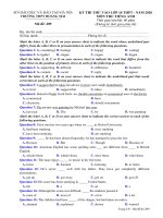 Đề thi thử vào lớp 10 THPT môn Tiếng Anh năm 2020 – Trường THPT Hoàng Mai (Mã đề 209)