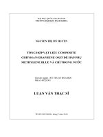 TỔNG hợp vật LIỆU COMPOSITE CHITOSANGRAPHENE OXIT để hấp PHỤ METHYLENE BLUE và CHÌ TRONG nước 