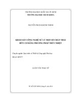 Khảo sát công nghệ xử lý một số chất thải hữu cơ bằng phương pháp thủy nhiệt  