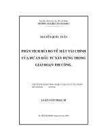 Phân tích rủi ro về mặt tài chính của dự án đầu tư xây dựng trong giai đoạn thi công 