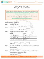 TOÁN TIẾNG VIỆT LỚP 3 Bài tập Tuần 16 – NÂNG CAO – ĐỀ 2