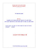 Nghiên cứu tính năng kỹ thuật của bêtông cốt liệu nhỏ dùng chất độn mịn và phụ gia siêu dẻo 