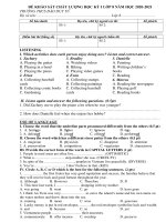 Đề thi học kì 1 môn Tiếng Anh 8 năm 2020-2021 có đáp án - Trường THCS Đào Duy Từ