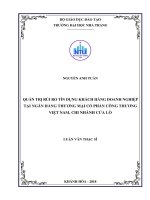 Quản trị rủi ro tín dụng khách hàng doanh nghiệp tại ngân hàng thương mại cổ phần công thương việt nam, chi nhánh cửa lò  