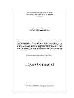 Mô phỏng và đánh giá hiệu quả của giao thức định tuyến theo giải thuật xl trong mạng 802 11  