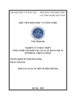 Tóm tắt luận án Tiến sĩ Môi trường: Nghiên cứu phát triển công nghệ yếm khí cao tải tuần hoàn nội IC (internal circulation)