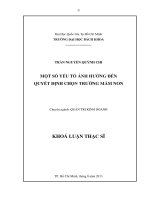 Một số yếu tố ảnh hưởng đến quyết định chọn trường mầm non  